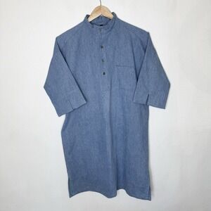 Hovden Blue Cotton Tunic Top Scandinavian Workwear Work Minimalist Women's Small